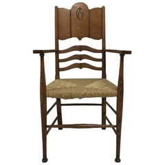 Vintage William Birch, an Arts & Crafts Oak Armchair in the Style of George Walton