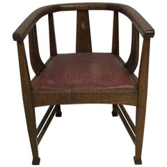 E.A Taylor Attributed, a Good Stylish Arts & Crafts Oak Tub Chair (chaise à cuve en chêne)