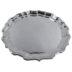 Cartier Sterling Silver Tray in Georgian Piecrust Chippendale Pattern