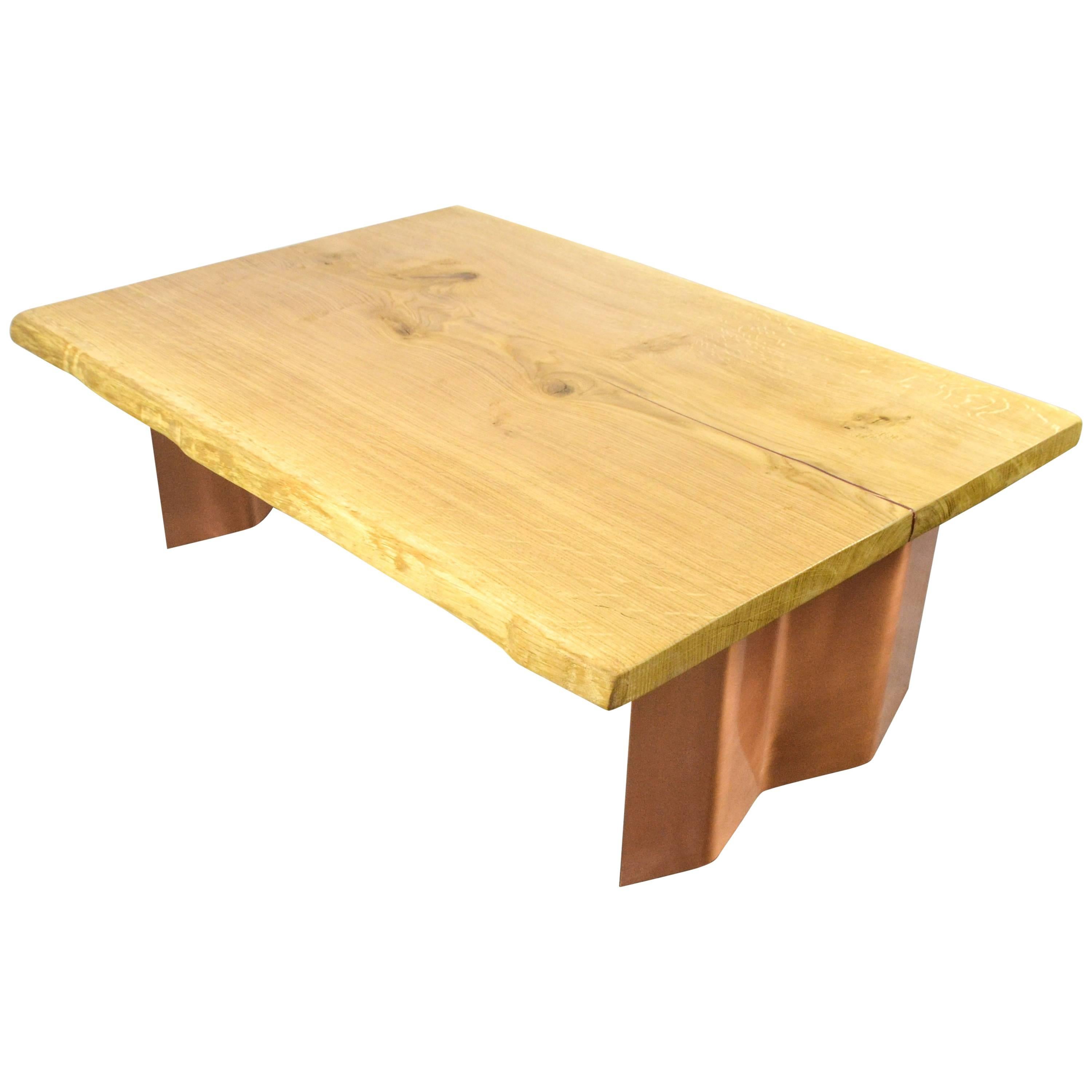 Organic Modern Natural Live Edge Slab Coffee Table on Wave Legs For Sale