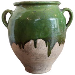 Large Green French Confit Pot