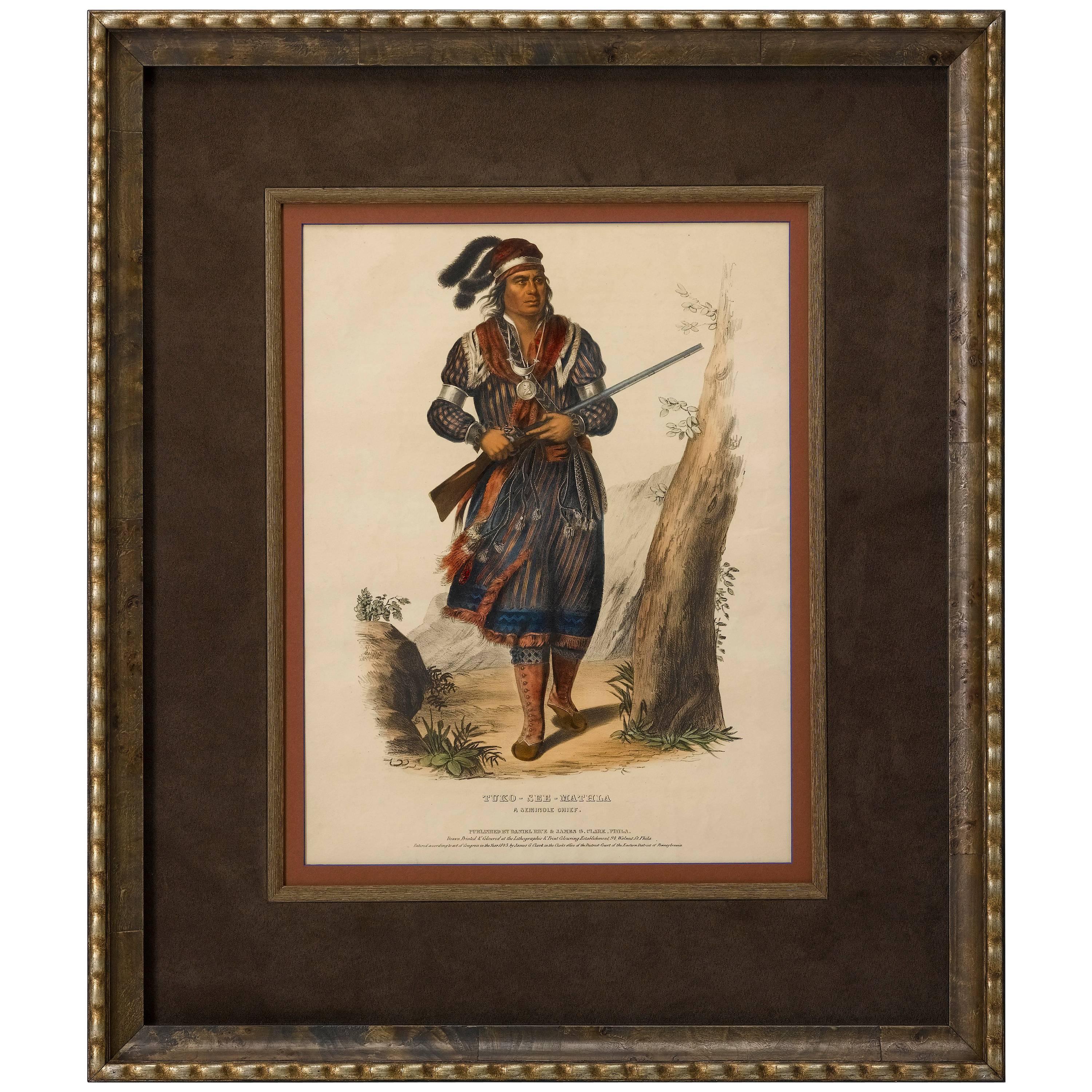 Tuko-See-Mathla, a Seminole Chief, Hand-Colored Litho by McKenney & Hall, 1836