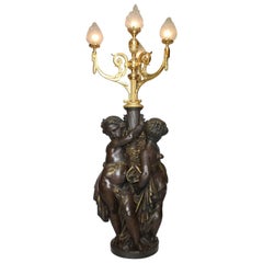 French, 19th Century Versailles Style Figural Torchère with Side-by-Side Putti