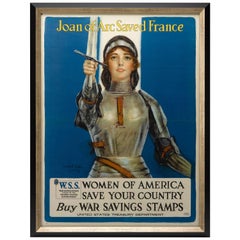 Antique "Joan of Arc Saved France" WWI Poster by Haskell Coffin, circa 1918