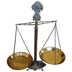19th Century Cast Iron Scales with Brass Pans, Bakery Scales
