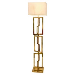 Italian Design Contemporary Cast Bronze and Gold Brass Rectangular Floor Lamp
