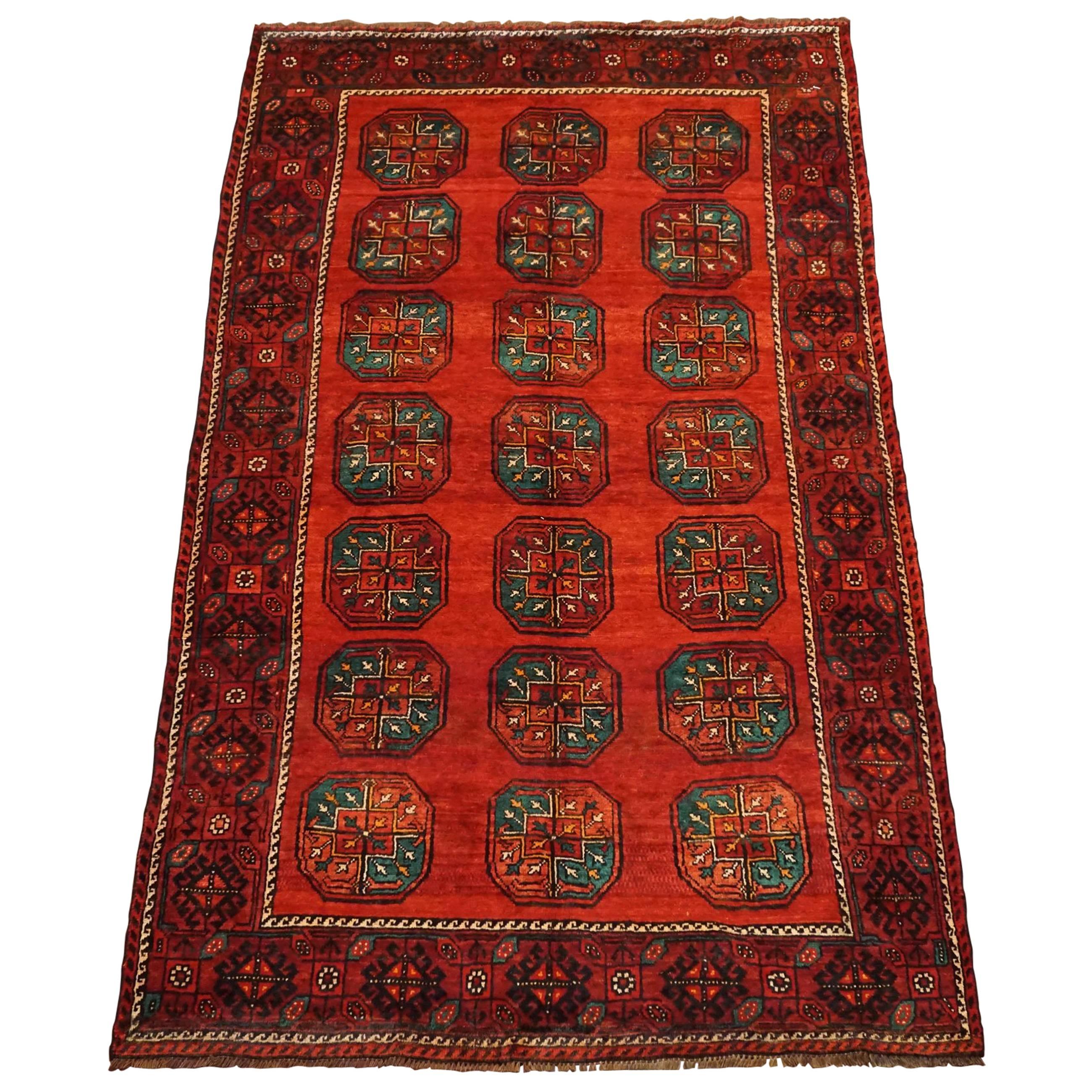 Persian Antique Turkoman Tribal Rug with Abrash, circa 1930 For Sale