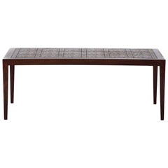 Danish Modern Coffee Table with Royal Copenhagen Tile Inlay by Nils Thorsson