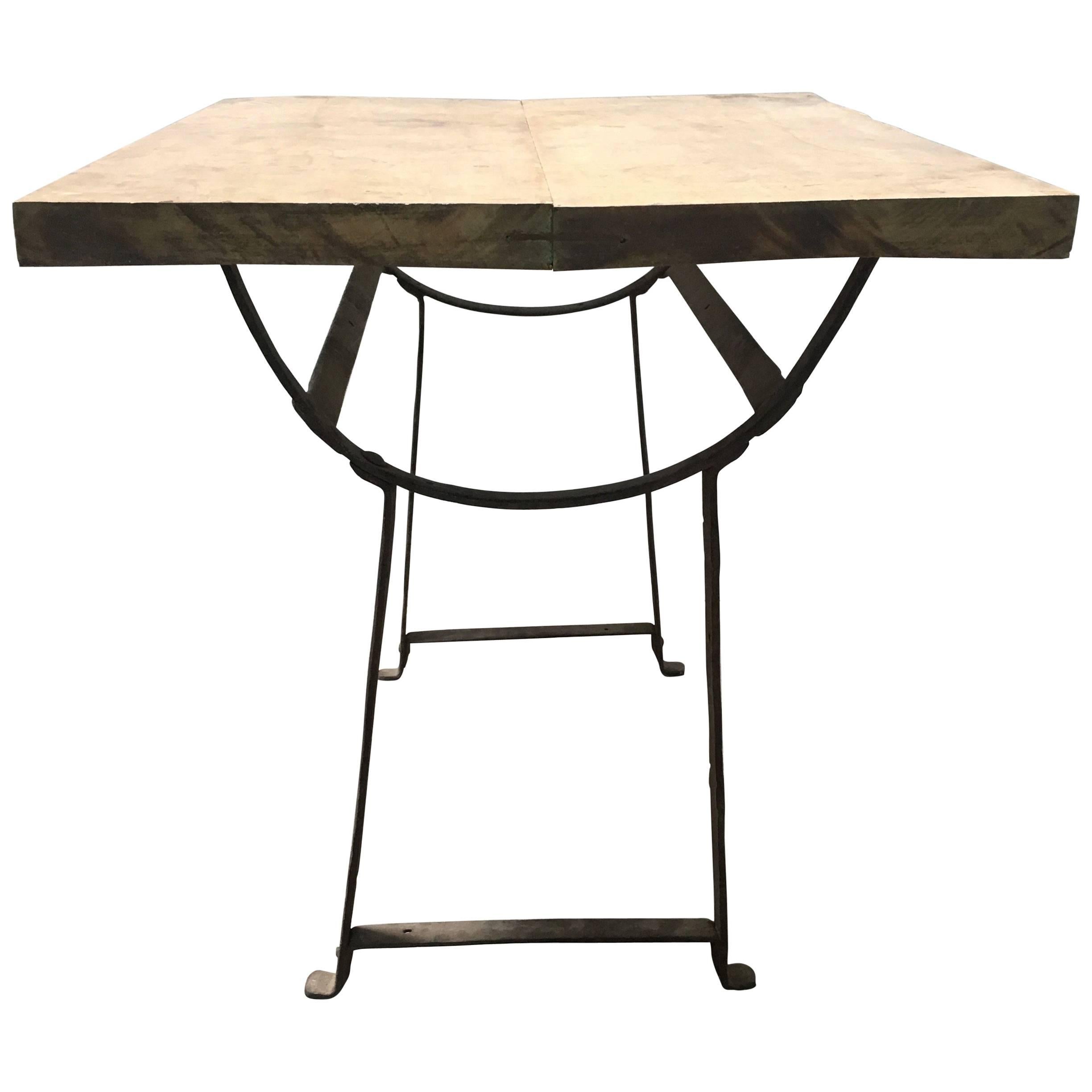 19th Century Wood and Metal Trestle Table