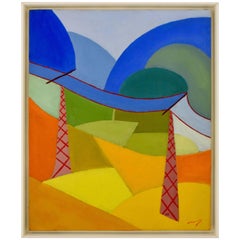 Abstract Painting Colorful Landscape by Alain Mettais Cartier, 1945 France