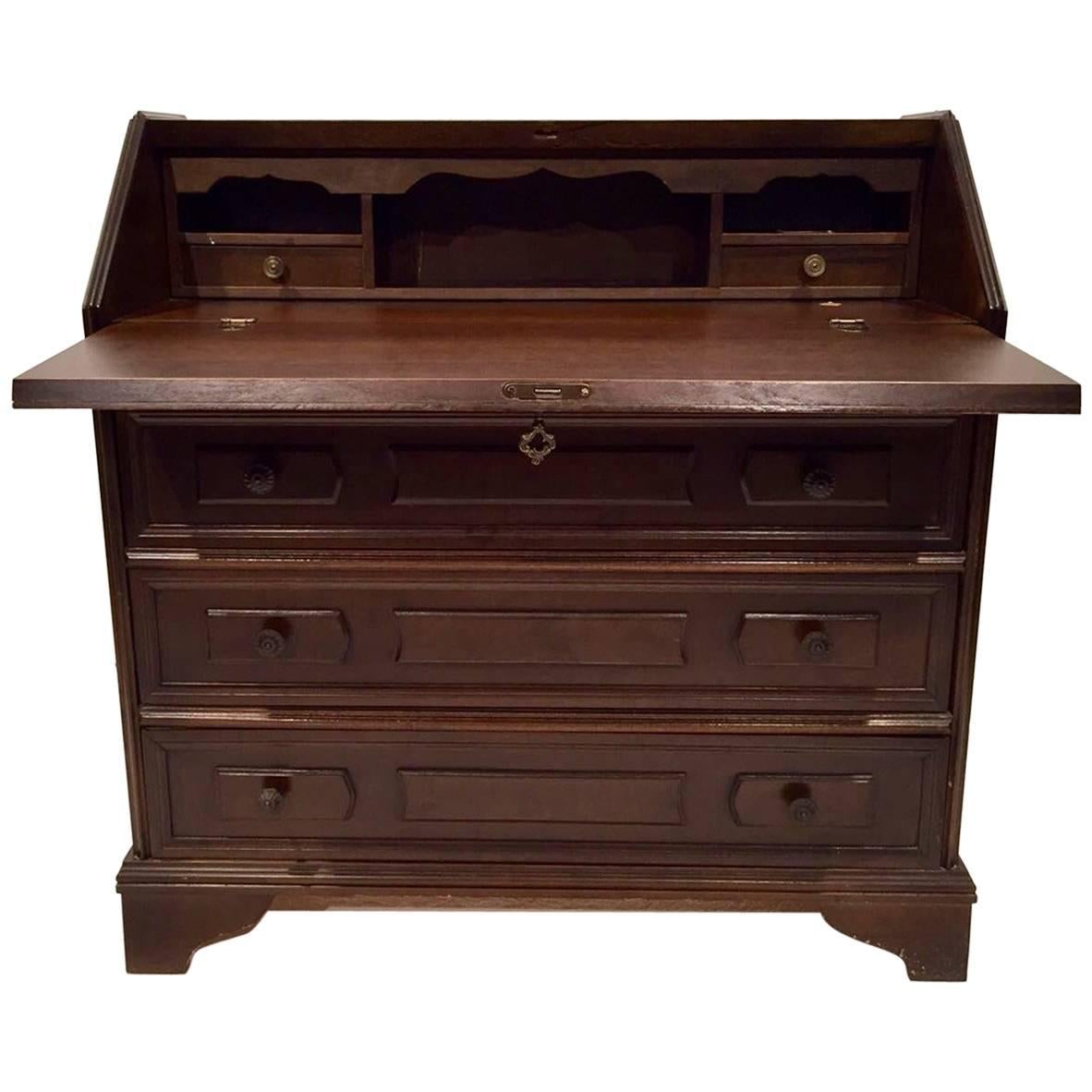 Antique Small Secretary Desk in Wood For Sale