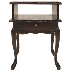 French Antique Wooden Side Table with Small Drawer