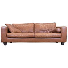 Machalke Designer Leather Sofa Brown Three-Seat Couch Modern 4