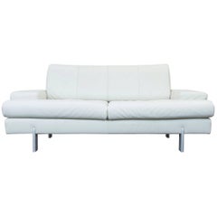 Rolf Benz Designer Leather Sofa White Two-Seat Couch Modern