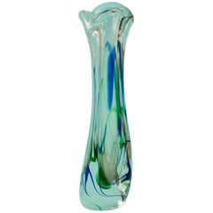 Bicolored 1960s Glass Vase by Kristalunie Maastricht
