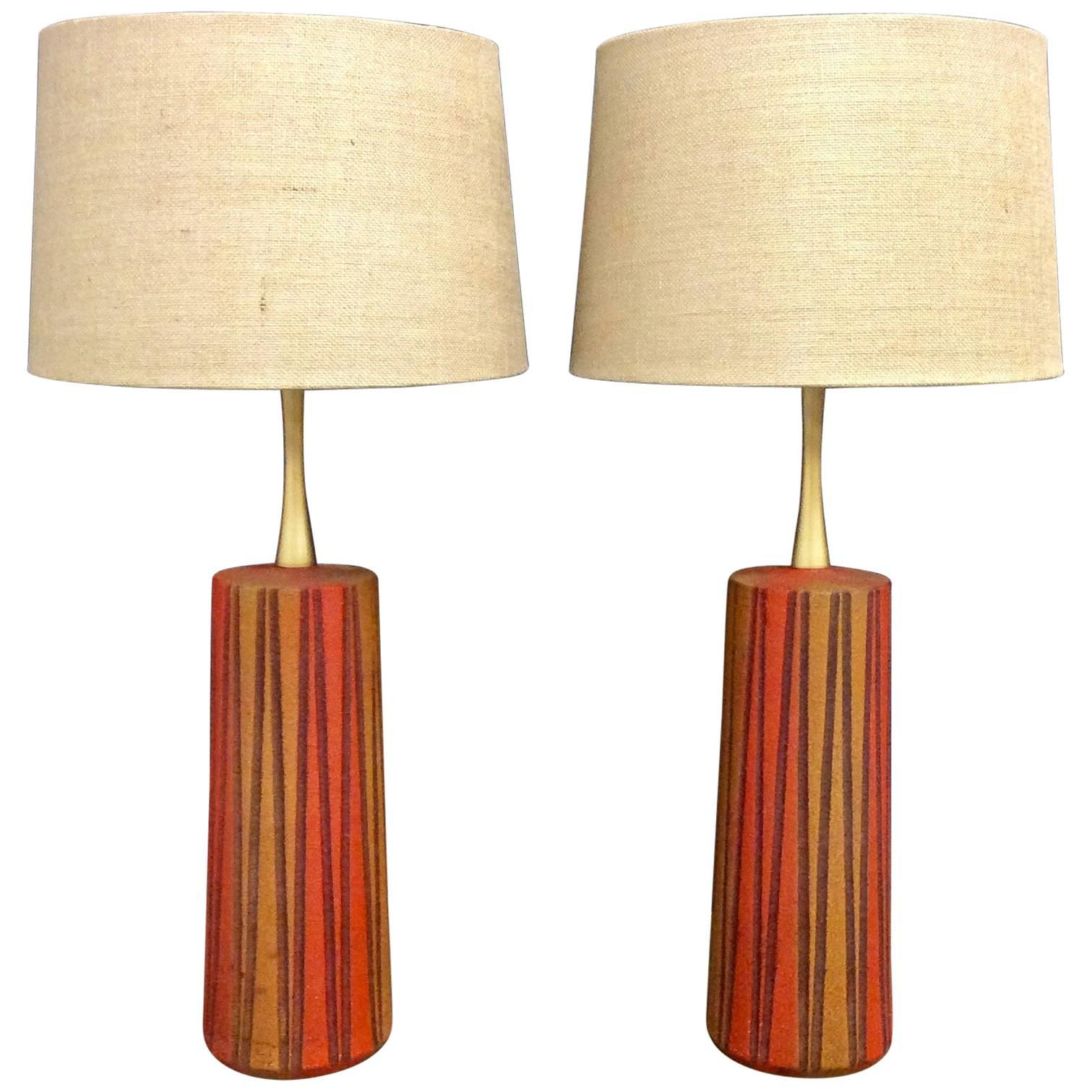 Pair of Vintage Mid-Century Modern Ceramic Table Lamps