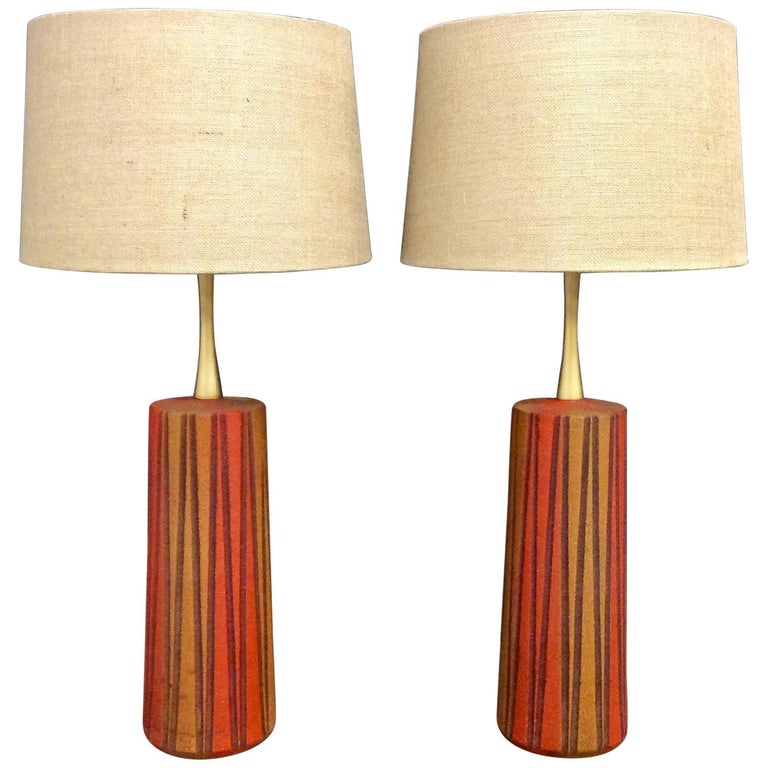 Pair of Vintage Mid-Century Modern Ceramic Table Lamps at 1stDibs