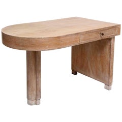 Elegant French Deco Cerused Oak Ladies Desk 1940s, Mid-Century, France