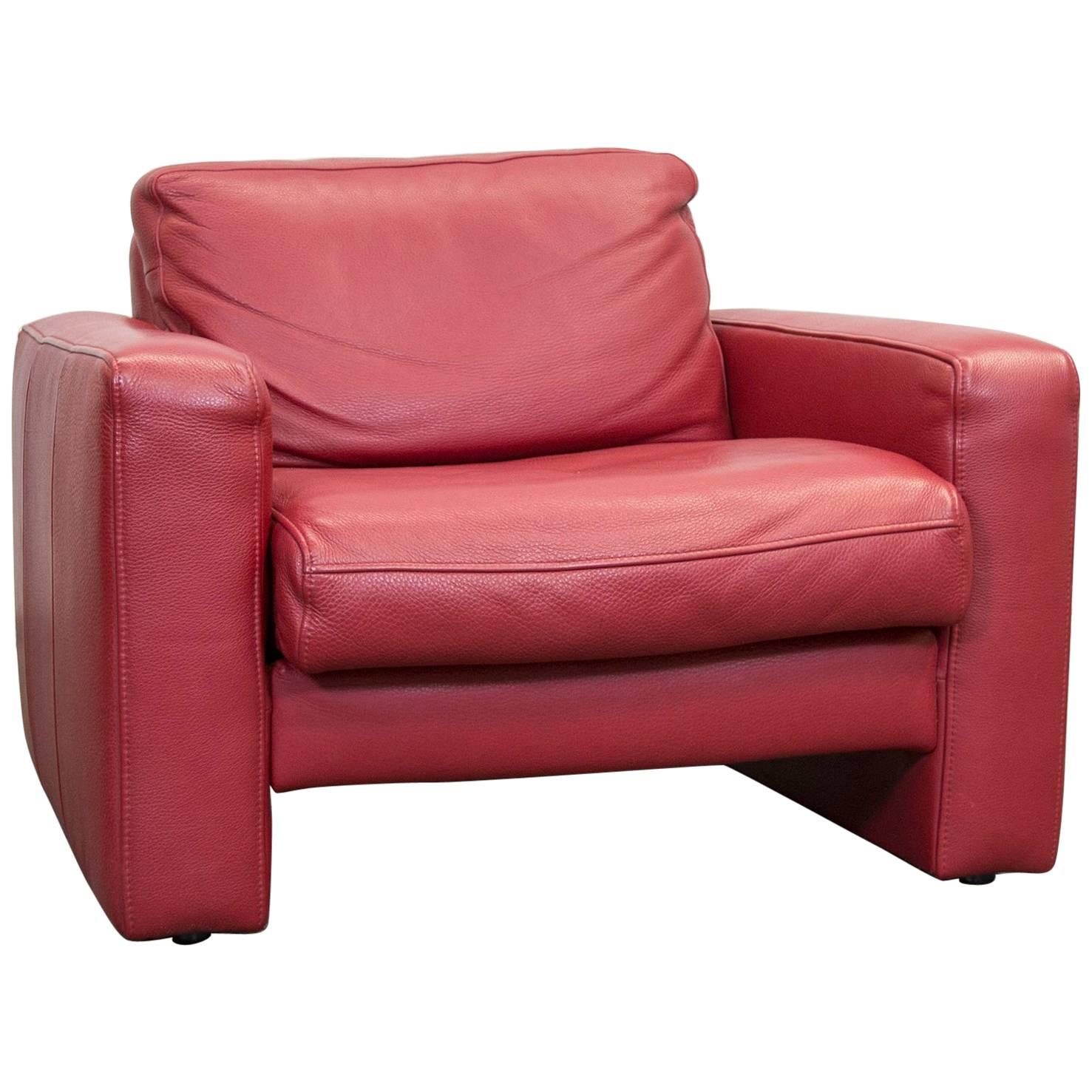Designer Leather Armchair Red One-Seat Chair Modern