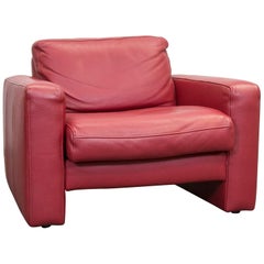 Designer Leather Armchair Red One-Seat Chair Modern
