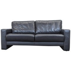 Külkens & Sohn Designer Leather Sofa Black Two-Seat Couch Modern