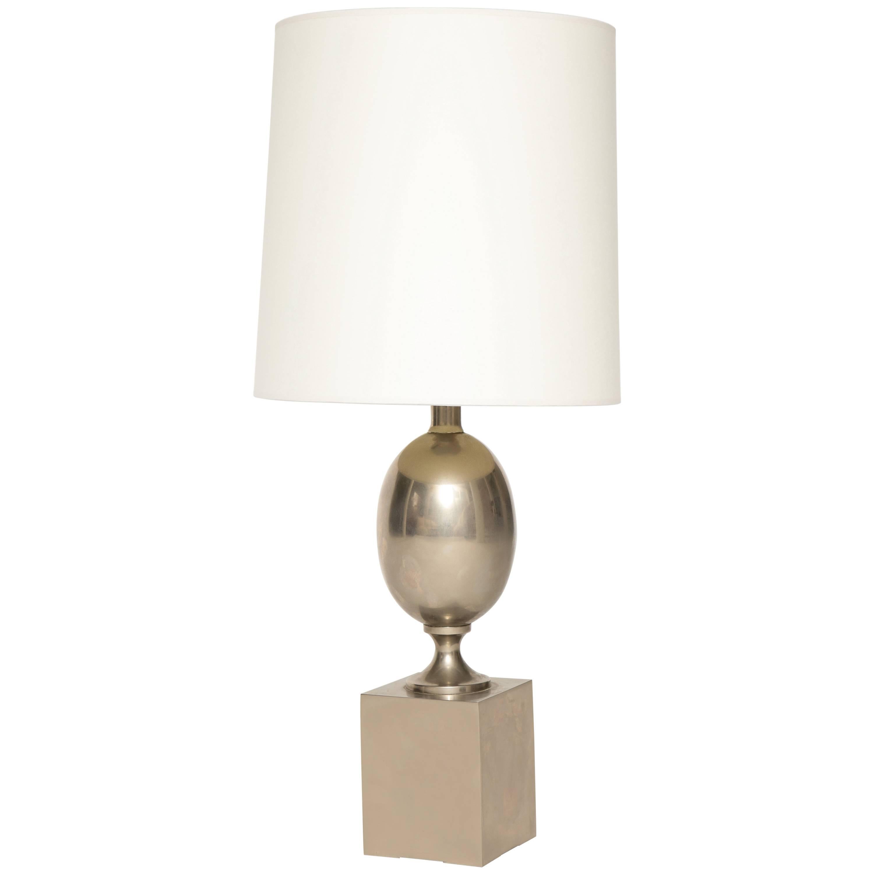 Maison Barbier Steel French 1970s Table Lamp, Midcentury