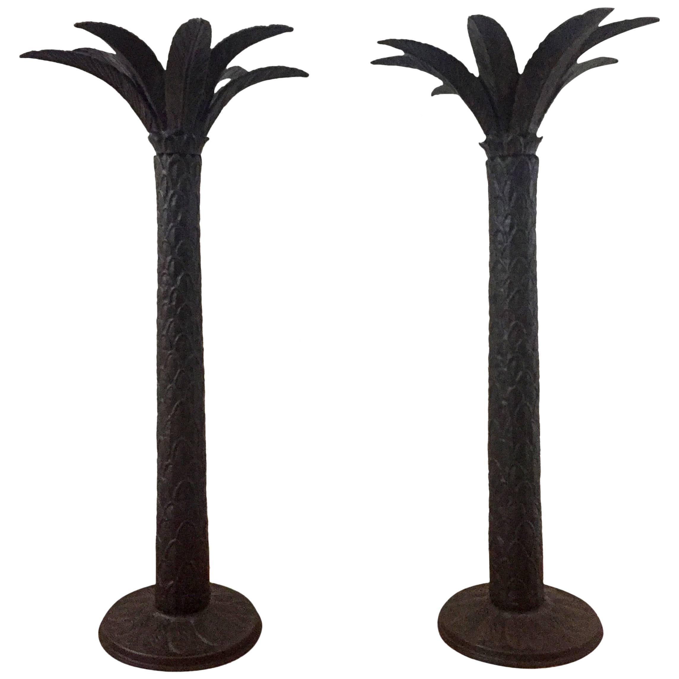 Bronze Cast Palm Tree Candlesticks For Sale