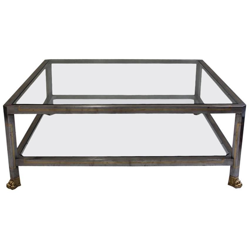 French 1950s Steel Empire-Style Coffee Table