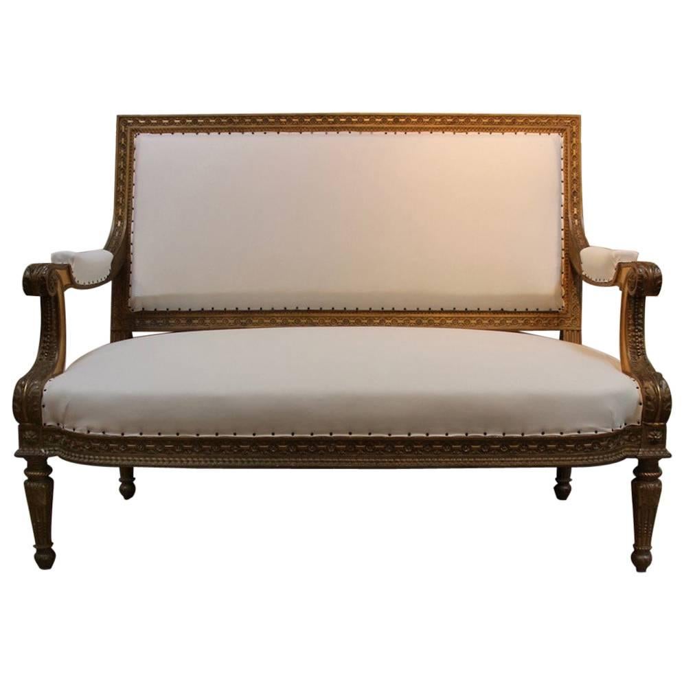 19th Century Louis XVI Style Giltwood Sofa