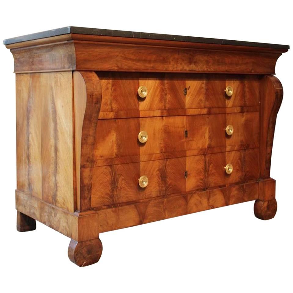 Large 19th Century French Restauration Walnut Commode For Sale