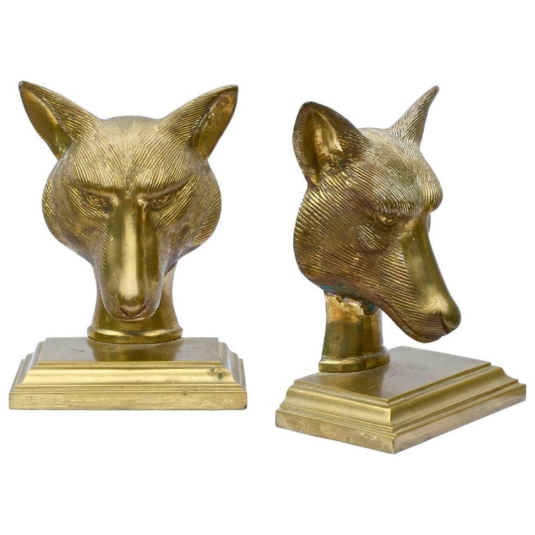 Finely Cast Brass Fox Bookends at 1stDibs