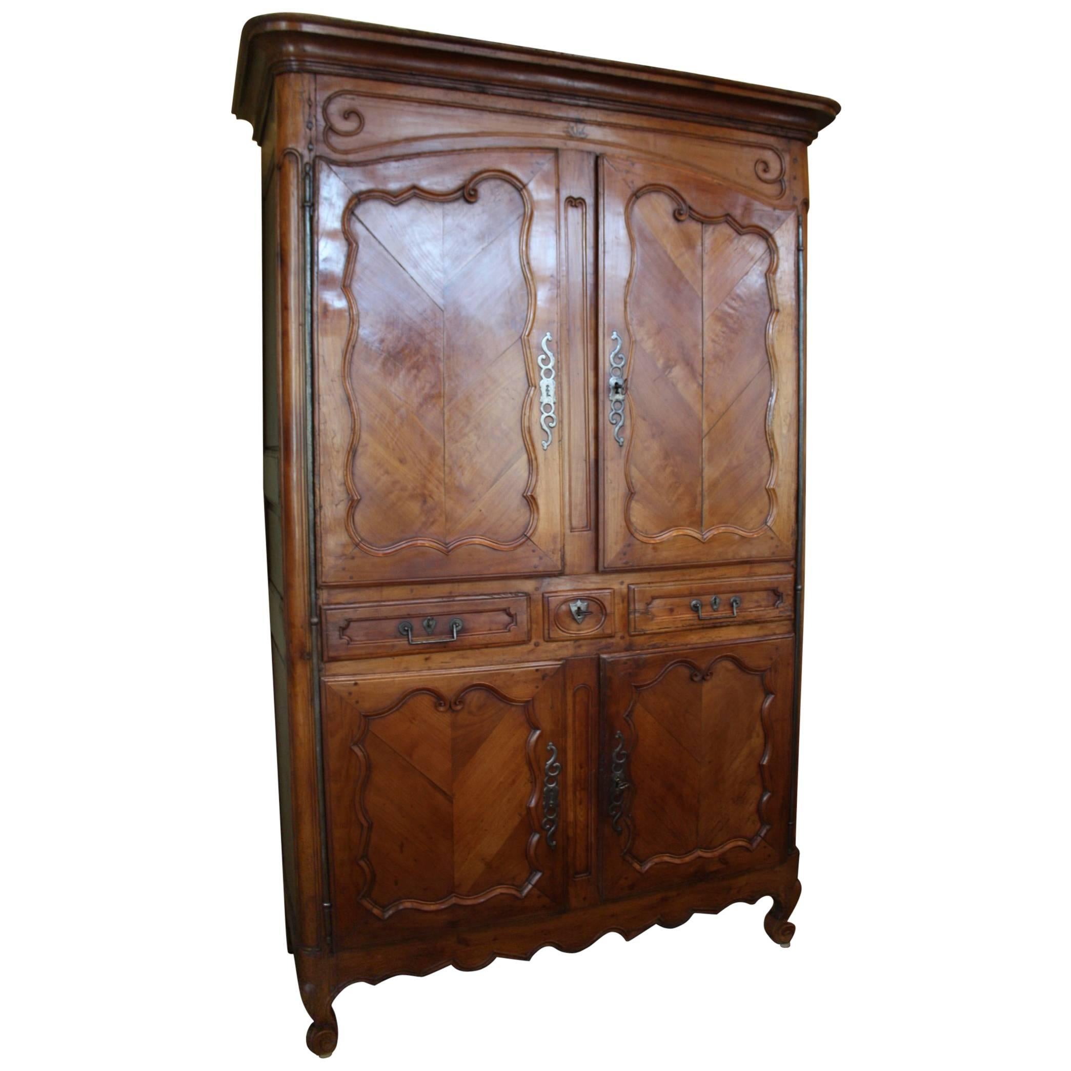 19th Century French Louis XV Cherry Armoire Pantalonniere from Provence
