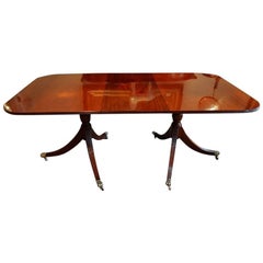 Regency Style Twin Pillar Dining Table, 1930s