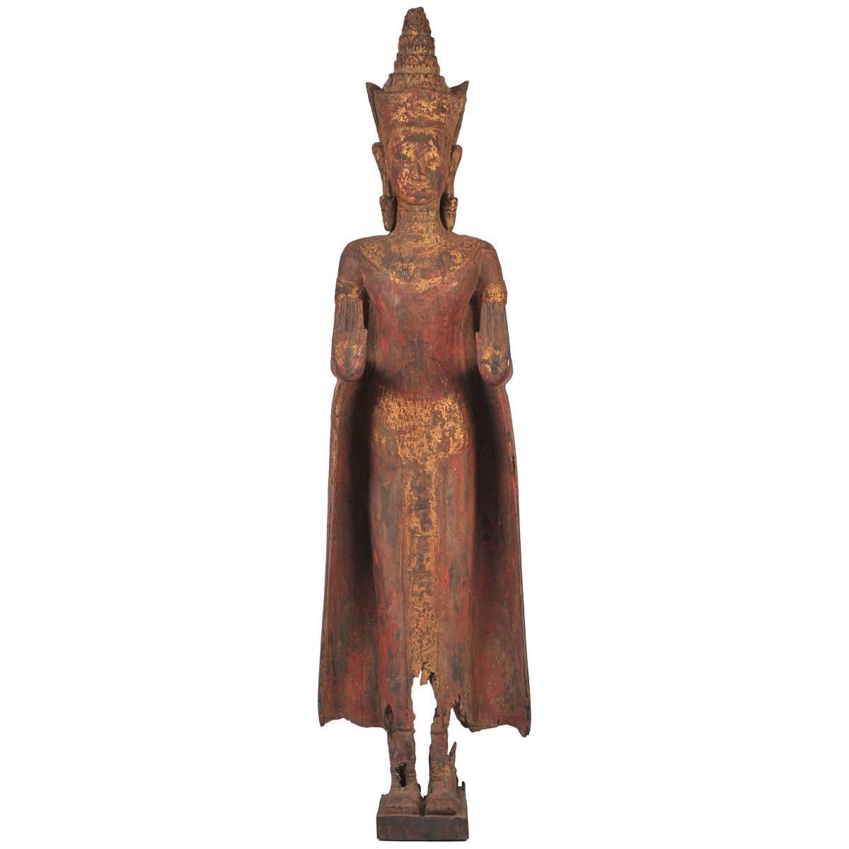 Early 18th Century Carved Hardwood Oriental Buddha