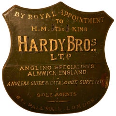 Antique Hardy Bros Ltd, Angling Specialists Large Shield Wall Plaque