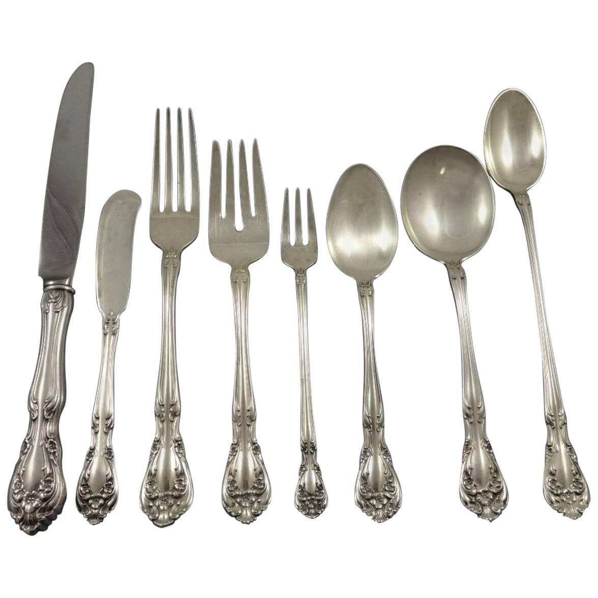 Chateau Rose by Alvin Sterling Silver Flatware Set For 12 Service 104 Pieces For Sale