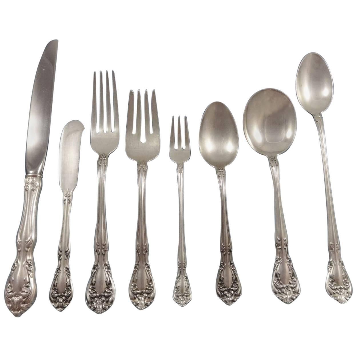 Chateau Rose by Alvin Sterling Silver Flatware Set for 12 Service 101 Pieces For Sale