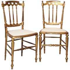 Pair of Chiavari Chairs, Palm Beach, Giltwood, Elegant, for Use or Accessory