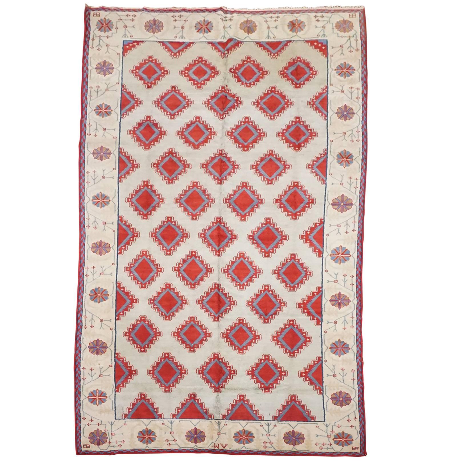 Antique Signed Cotton Agra Rug, circa 1920 For Sale