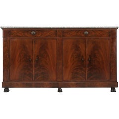 Antique French Restauration Buffet circa 1800s in Mahogany with Paw Feet