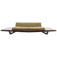 Modern Adrian Pearsall Sofa with Travertine Side Tables