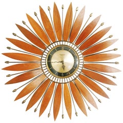 Forestville Brass Sunburst Clock, circa 1950