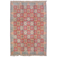 Antique Red Cotton Agra Rug, circa 1920