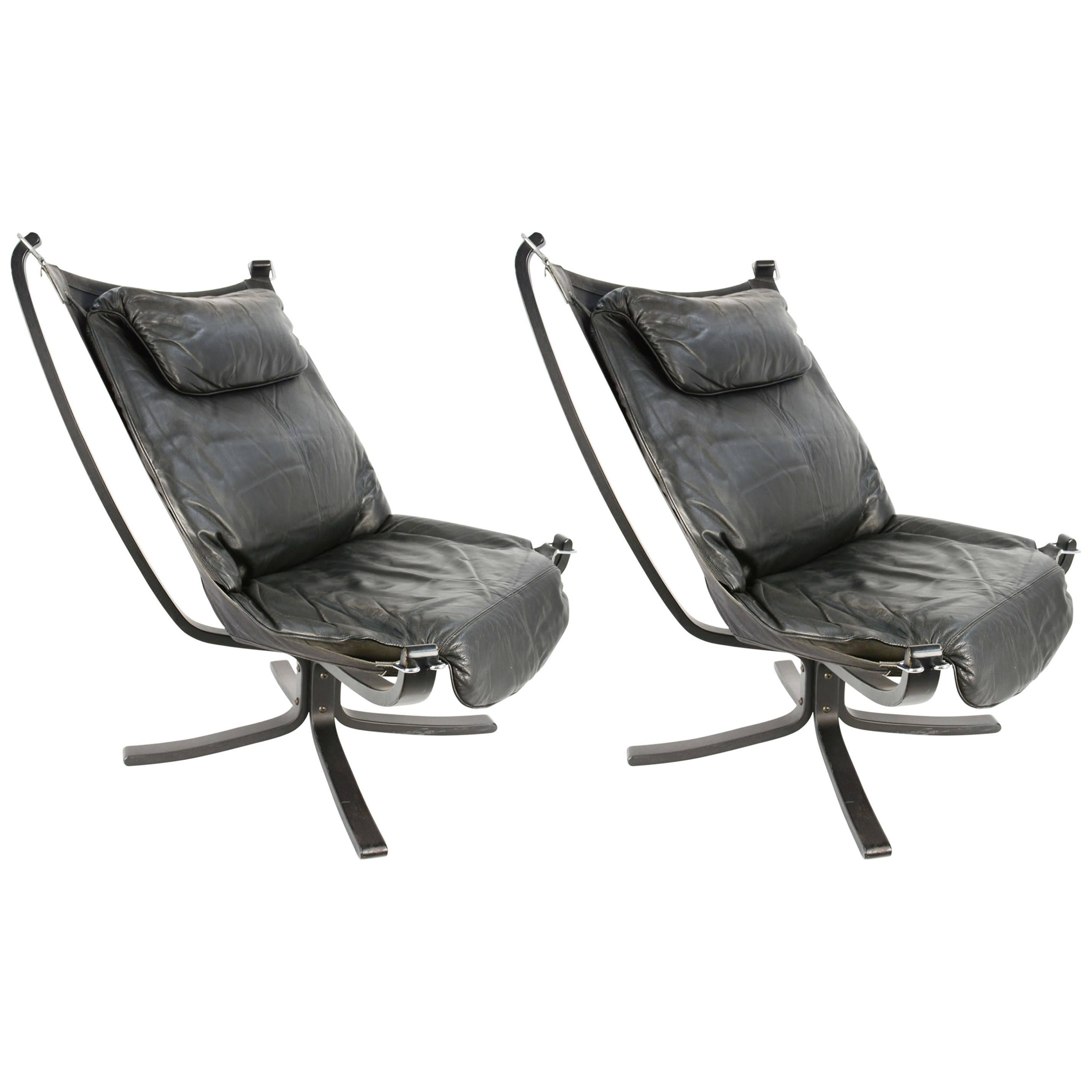  Two Pairs of Black on Black Falcon Chairs by Sigurd Resell for Vatne Møbler For Sale