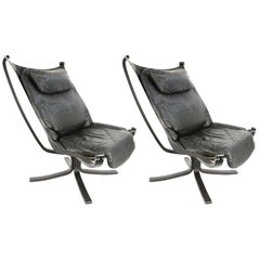  Two Pairs of Black on Black Falcon Chairs by Sigurd Resell for Vatne Møbler
