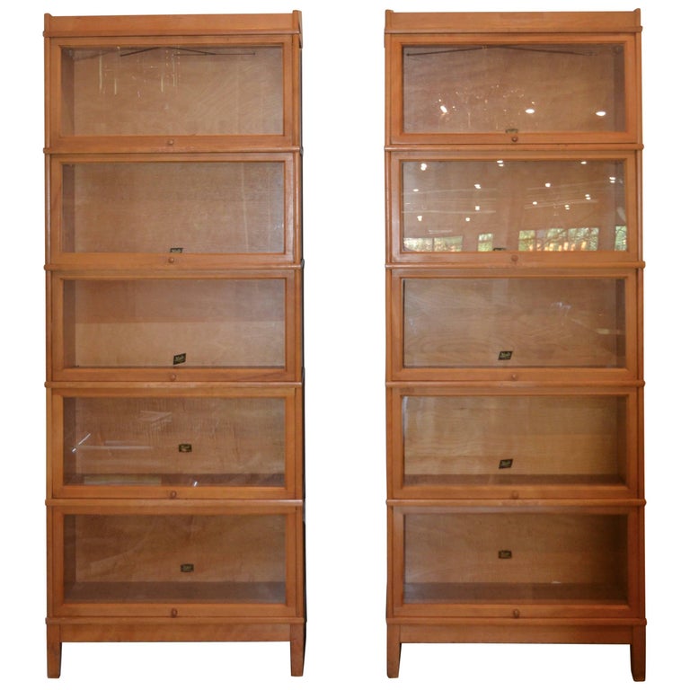 Barrister S Bookcase In Maple And Glass, Antique Maple Bookcase