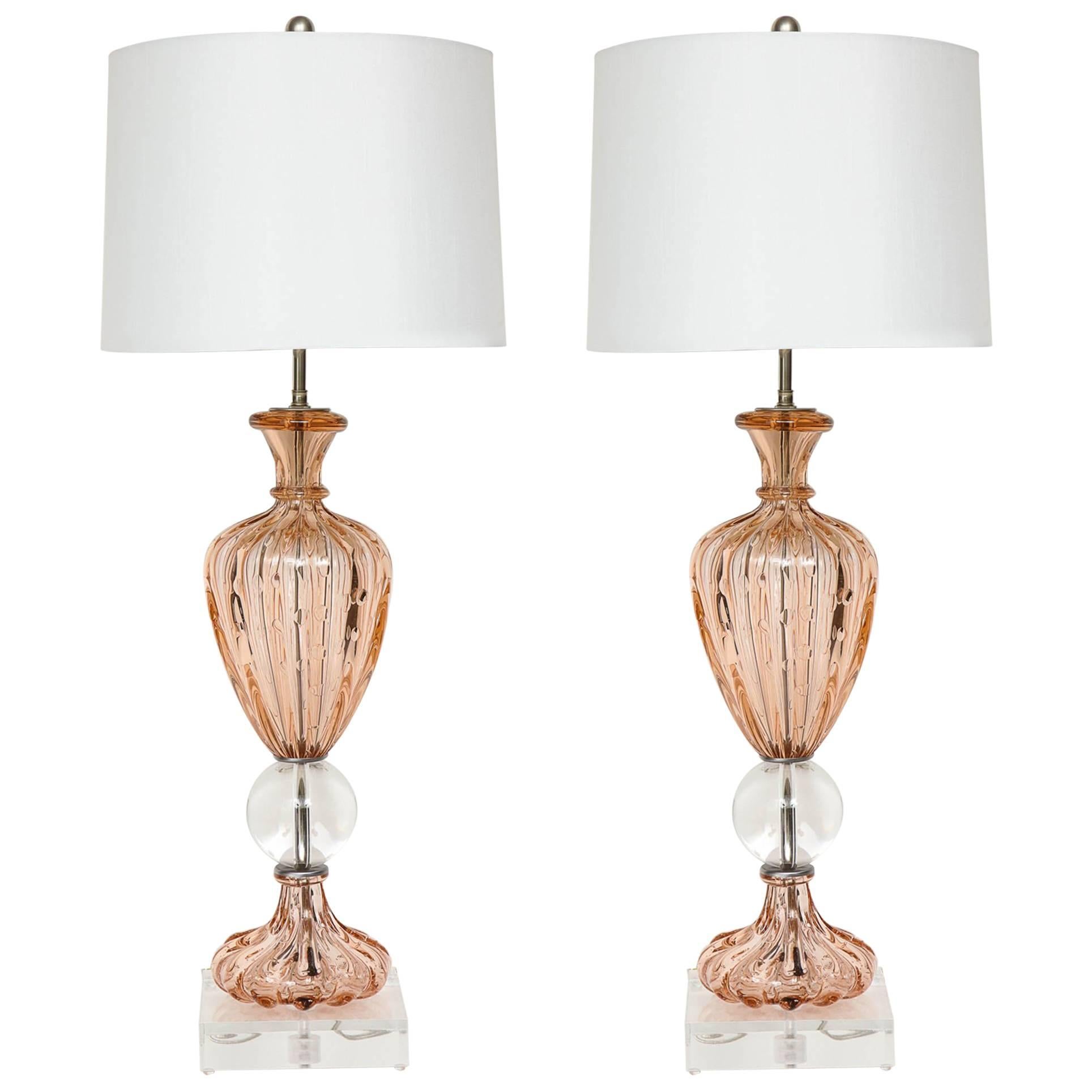 Apricot Murano Glass Lamps
