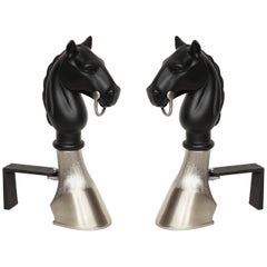 Neoclassical Equestrian Andirons