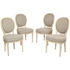 Set of Four Louis XVI Style Griselle Painted Side Chairs 9