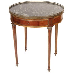 Antique Louis XVI Mahogany Marble-Top Bouillotte Table